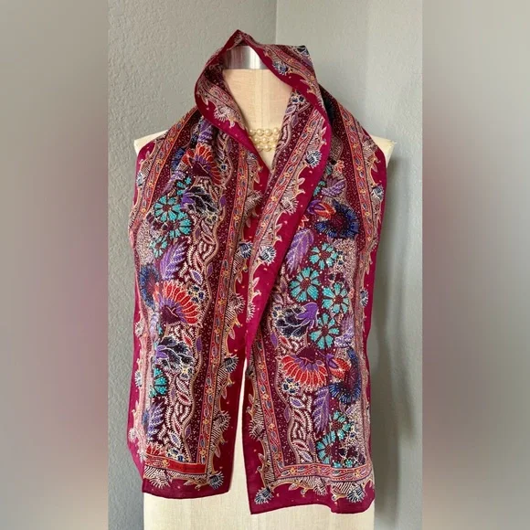 Liz Claiborne Scarf 7”x52” Likely Silk - Picture 6 of 6